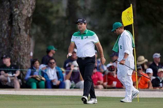 Patrick Reed prepares to putt on the second green during the first round of the Masters Tournament at Augusta National Golf Club in Augusta, Georgia on Thursday, April 11, 2024.  AUG20240411618 TANNENxMAURY