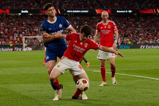 Lisbon, Portugal, April 11 2024: Joao Neves (87 SL Benfica) in action during the UEFA Europa League game between SL Benfica and Olympique de Marseille at Estadio da Luz in Lisbon, Portugal. (Pedro Porru SPP) Copyright: xPedroxPorrux xSPPx spp-en-PePoSp-4F8A6410