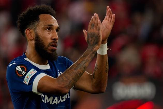 Lisbon, Portugal, April 11 2024: Pierre-Emerick Aubameyang (10 Olympique de Marseille) after the UEFA Europa League game between SL Benfica and Olympique de Marseille at Estadio da Luz in Lisbon, Portugal. (Pedro Porru SPP) Copyright: xPedroxPorrux xSPPx spp-en-PePoSp-4F8A6677