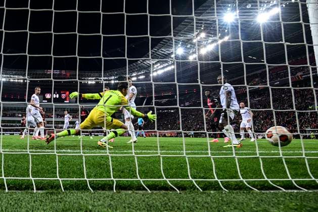 Goal for 1 0 by Jonas Hofmann 7 Bayer 04 Leverkusen , Bayer Leverkusen vs West Ham United, Soccer, Europa League, Quarter-final, First leg, 11 04 2024 Leverkusen Nordrhein Westfalen Germany Copyright: xkolbert-press MarcxNiemeyerx