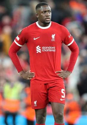 11th April 2024; Anfield, Liverpool, Merseyside, England; Europa League, Quarter Final;, First Leg Football, Liverpool versus Atalanta; Ibrahima Konate of Liverpool looks dejected at full time  ActionPlus12628589 DavidxBlunsden