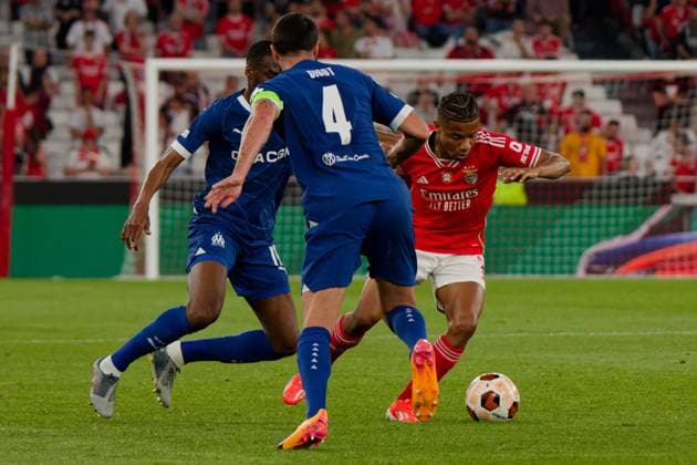 Lisbon, Portugal, April 11 2024: David Neres (7 SL Benfica) in action during the UEFA Europa League game between SL Benfica and Olympique de Marseille at Estadio da Luz in Lisbon, Portugal. (Pedro Porru SPP) Copyright: xPedroxPorrux xSPPx spp-en-PePoSp-4F8A5776-1