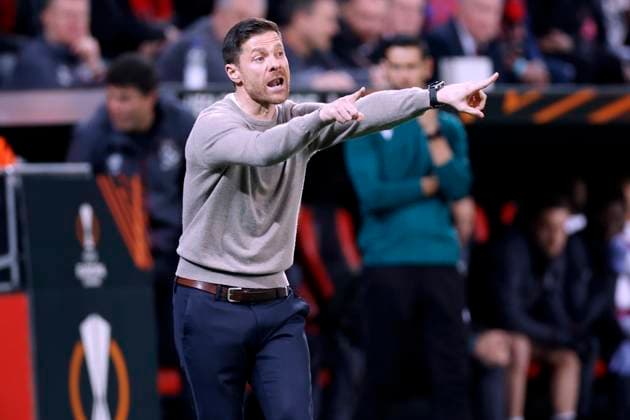 ALONSO Xabier Coach Team Bayer 04 Leverkusen UEFA Europa League Season 2023 2024 Quarterfinal Match Bayer 04 Leverkusen West Ham United FC 2 0 on 11 04 2024 in Leverkusen DFL REGULATIONS PROHIBIT ANY USE OF PHOTOGRAPHS as IMAGE SEQUENCES and or QUASI VIDEO Copyright: xLacixPerenyix