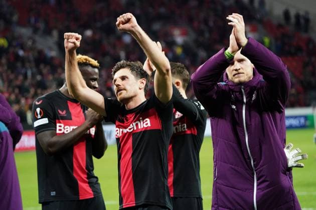 Football, UEFA Europa League 2023 2024, Quarterfinal Bayer 04 Leverkusen West Ham United, 11 04 2024, Bayarena Leverkusen, Jonas Hofmann , Bayer 04 leverkusen , Action, Single image