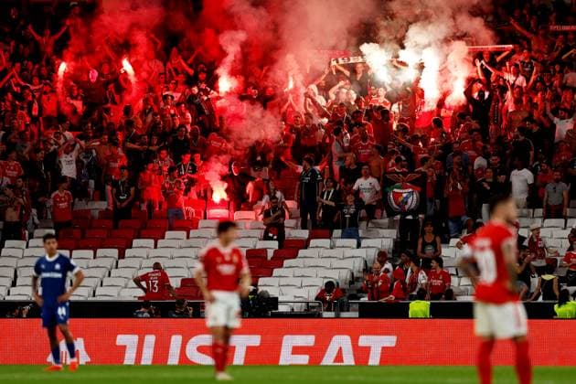 Benfica fans, APRIL 11, 2024 - Football Soccer : UEFA Europa League Quarter-finals 1st leg match between SL Benfica 2-1 Olympique de Marseille at the Estadio do SL Benfica in Lisbon, Portugal. Noxthirdxpartyxsales  (249898297)