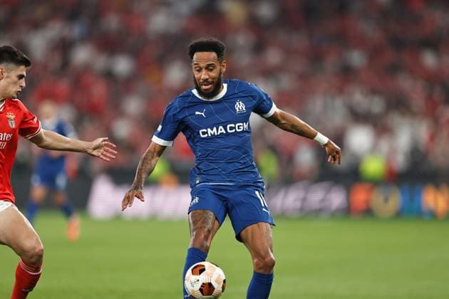 Pierre-Emerick Aubameyang (Marseille), APRIL 11, 2024 - Football Soccer : UEFA Europa League Quarter-finals 1st leg match between SL Benfica 2-1 Olympique de Marseille at the Estadio do SL Benfica in Lisbon, Portugal. Noxthirdxpartyxsales  (249899165)