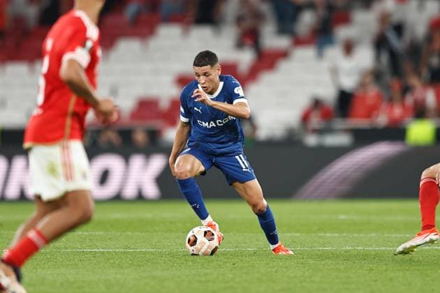 Amine Harit (Marseille), APRIL 11, 2024 - Football Soccer : UEFA Europa League Quarter-finals 1st leg match between SL Benfica 2-1 Olympique de Marseille at the Estadio do SL Benfica in Lisbon, Portugal. Noxthirdxpartyxsales  (249899471)