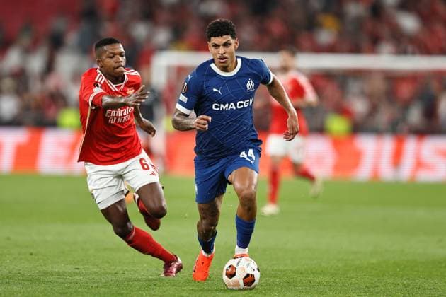 Luis Henrique (Marseille), APRIL 11, 2024 - Football Soccer : UEFA Europa League Quarter-finals 1st leg match between SL Benfica 2-1 Olympique de Marseille at the Estadio do SL Benfica in Lisbon, Portugal. Noxthirdxpartyxsales  (249899741)