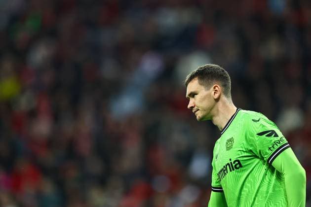 Matej Kovar of Beyer Leverkusen Bayer 04 Leverkusen v West Ham United, UEFA Europa League, Quarter Final, First Leg, Football, BayArena, Leverkusen, Germany - 11 Apr 2024 EDITORIAL USE ONLY No use with unauthorised audio, video, data, fixture lists, club league logos or live services. Online in-match use limited to 120 images, no video emulation. No use in betting, games or single club league player publications. Copyright: xMichaelxZemanek Shutterstockx 14424882cl