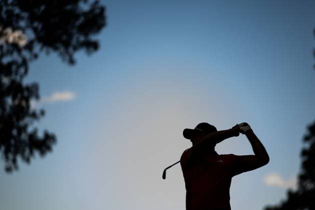 240411 Ludvig Aberg of Sweden in silhouette during the first round of the 2024 Masters Golf Tournament on April 11, 2024 in Augusta Photo Petter Arvidson BILDBYRAN kod PA PA0792 bbeng golf masters the masters Augusta us masters sverige genre  Copyright: PETTERxARVIDSON BB240411PA117