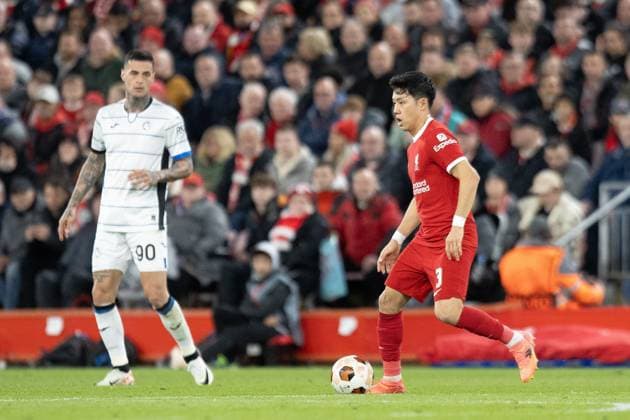 Liverpool v Atalanta Europa League 11 04 2024. Liverpool midfielder Wataru Endo (3) during the Europa League match between Liverpool and Atalanta at Anfield, Liverpool, England on 11 April 2024. Editorial use only , Copyright: xIanxStephenx PSI-19426-0072