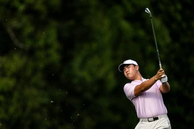 240411 Tom Kim of South Korea during the first round of the 2024 Masters Golf Tournament on April 11, 2024 in Augusta Photo Petter Arvidson BILDBYRAN kod PA PA0792 bbeng golf masters the masters Augusta us masters  Copyright: PETTERxARVIDSON BB240411PA192