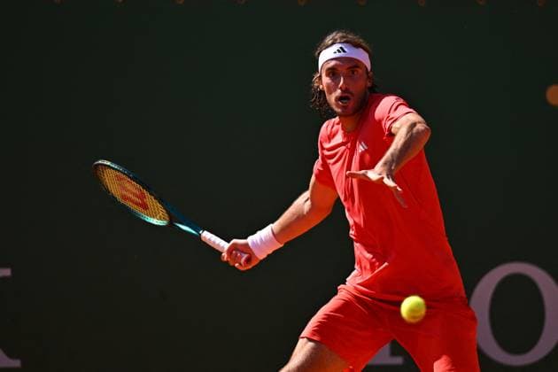 Monaco Rolex Masters Stefanos Tsitsipas (GRE) during his second round match at the Monaco Rolex Masters in Monte Carlo, on April, 11, 2024. Photo by Corinne Dubreuil ABACAPRESS.COM Monaco Monaco Copyright: xDubreuilxCorinne ABACAx