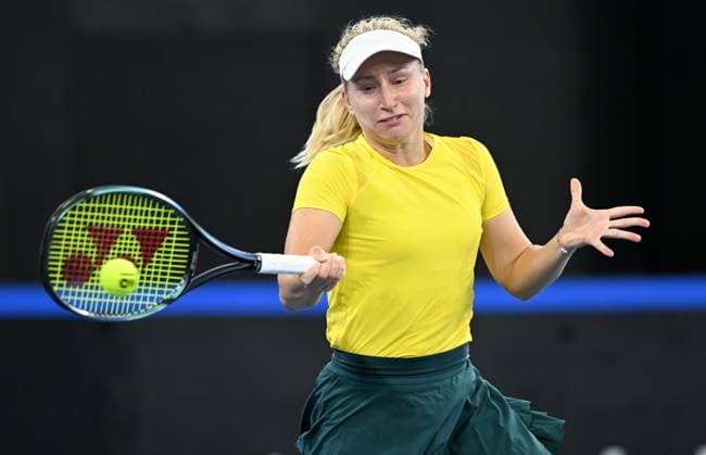 TENNIS BILLIE JEAN KING CUP, Daria Saville of Australia in action during her singles match against Marcela Zacarias of Mexico during the Billie Jean King Cup at Pat Rafter Arena in Brisbane, Friday, April 12, 2024. ( NO ARCHIVING, EDITORIAL USE ONLY, NO USE IN BOOKS WITHOUT CONSENT BRISBANE QUEENSLAND AUSTRALIA  Copyright: xDARRENxENGLANDx 20240412001930835711