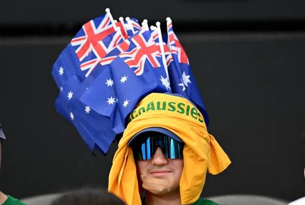 TENNIS BILLIE JEAN KING CUP, An Australian fan is seen during the Billie Jean King Cup at Pat Rafter Arena in Brisbane, Friday, April 12, 2024. ( NO ARCHIVING, EDITORIAL USE ONLY, NO USE IN BOOKS WITHOUT CONSENT BRISBANE QUEENSLAND AUSTRALIA  Copyright: xDARRENxENGLANDx 20240412001930879660