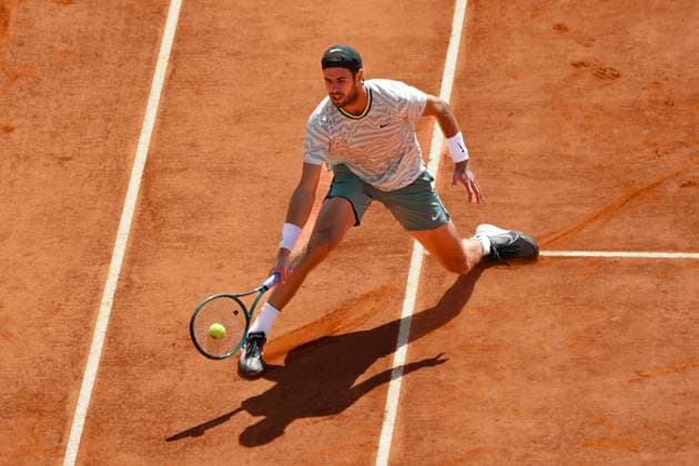 Karen Khachanov (Russie) TENNIS : Monaco Rolex Masters - 1 4 de finale - Monaco - 12 04 2024 NorbertScanella Panoramic 
