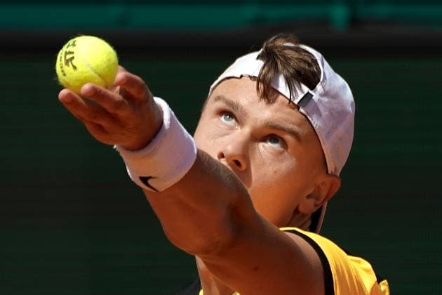 Holger Rune (Danemark) TENNIS : Monaco Rolex Masters - 1 4 de finale - Monaco - 12 04 2024 NorbertScanella Panoramic 