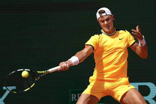 Holger Rune (Danemark) TENNIS : Monaco Rolex Masters - 1 4 de finale - Monaco - 12 04 2024 NorbertScanella Panoramic 