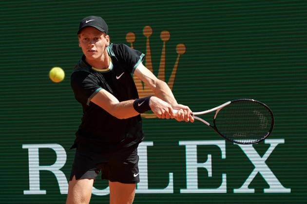 Jannik Sinner (Italie) TENNIS : Monaco Rolex Masters - 1 4 de finale - Monaco - 12 04 2024 NorbertScanella Panoramic 
