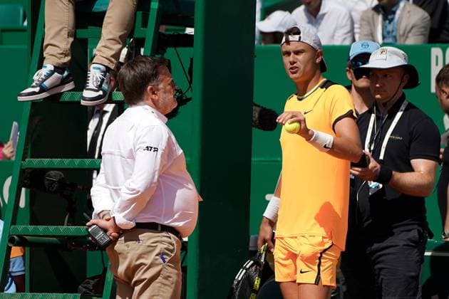 Holger Rune (Danemark) TENNIS : Monaco Rolex Masters - 1 4 de finale - Monaco - 12 04 2024 NorbertScanella Panoramic 