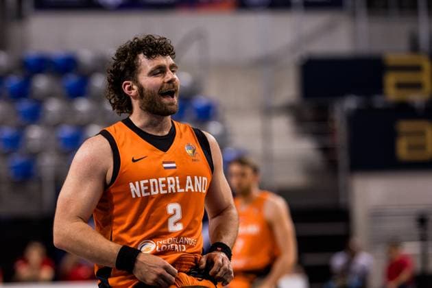 2024 IWBF Mens Repechage Kanda Netherlands 12 04 2024 Mendel Op Den Orth Netherlands, 2 laughing at the free throw line 2024 IWBF Mens Repechage Kanda Netherlands, Azur Arena, Antibes Copyright: xBEAUTIFULxSPORTS Wunderlx