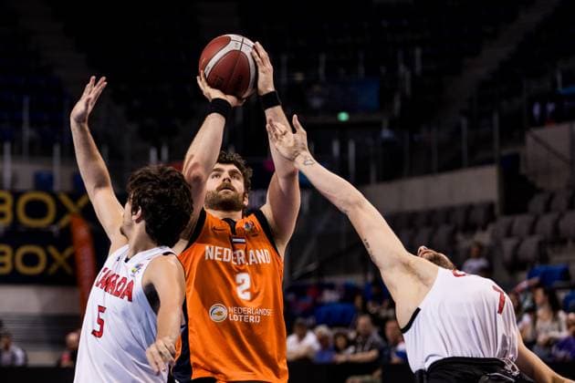 2024 IWBF Mens Repechage Kanda Netherlands 12 04 2024 Garrett Ostepchuk Canada, 5 , Mendel Op Den Orth Netherlands, 2 on the ball, Vincent Dallaire Canada, 7 2024 IWBF Mens Repechage Kanda Netherlands, Azur Arena, Antibes Copyright: xBEAUTIFULxSPORTS Wunderlx