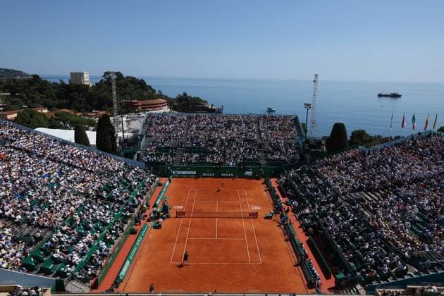 General view of centre court at the Rolex Monte Carlo Masters TENNIS : Rolex Monte Carlo Masters - 12 04 2024 AntoineCouvercelle Panoramic 