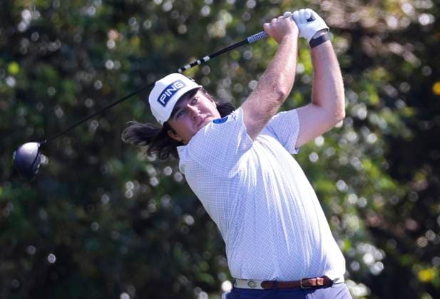 Neal Shipley drives off the eleventh tee in the second round of the Masters Tournament at Augusta National Golf Club in Augusta, Georgia on Friday, April 12, 2024.  AUG20240412516 TANNENxMAURY