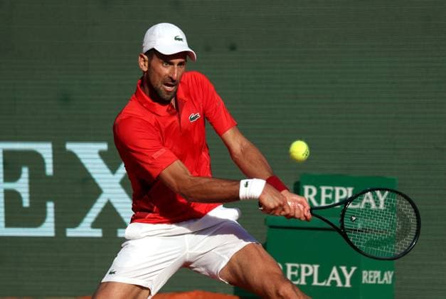 ROLEX MC MASTERS DJOKOVIC - DE MINAUR PHOTOPQR NICE MATIN Jean François Ottonello ; Roquebrune-Cap-Martin ; 12 04 2024 ; Rolex Monte-Carlo Masters - quart de finale - Novak Djokovic (SRB en rouge) vs Alex De Minaur (AUS en bleu) Roquebrune-Cap-Martin France  Copyright: xPHOTOPQR NICExMATIN MAXPPPxJeanxFrançoisxOttonellox 20240412NIM5877 20240412NIM5877