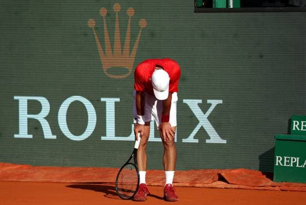 ROLEX MC MASTERS DJOKOVIC - DE MINAUR PHOTOPQR NICE MATIN Jean François Ottonello ; Roquebrune-Cap-Martin ; 12 04 2024 ; Rolex Monte-Carlo Masters - quart de finale - Novak Djokovic (SRB en rouge) vs Alex De Minaur (AUS en bleu) Roquebrune-Cap-Martin France  Copyright: xPHOTOPQR NICExMATIN MAXPPPxJeanxFrançoisxOttonellox 20240412NIM5882 20240412NIM5882
