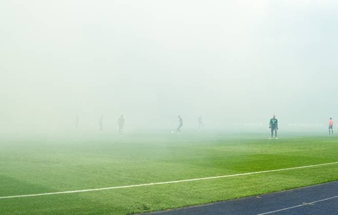 Soccer, Men, Season 2023 2024, 2 Bundesliga 29 Matchday , Hertha BSC F C Hansa Rostock, Fans of Hansa ignite pyrotechnics, 12 04 2024, Copyright: xSebastianxRäppold MatthiasxKochx