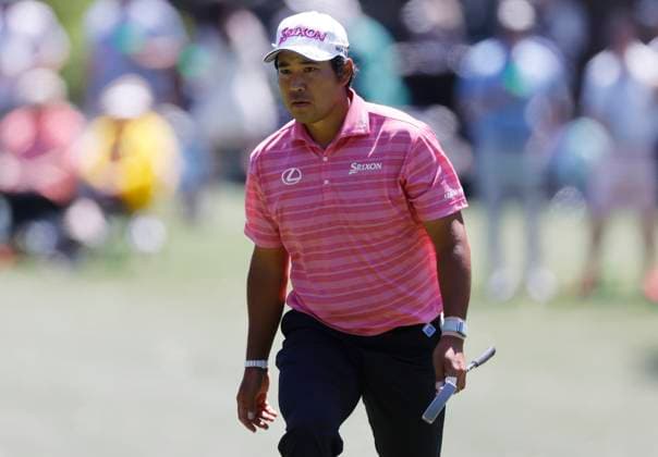 Japan s Hideki Matsuyama walks onto the third green in the second round of the Masters Tournament at Augusta National Golf Club in Augusta, Georgia on Friday, April 12, 2024.  AUG202404125670 TANNENxMAURY