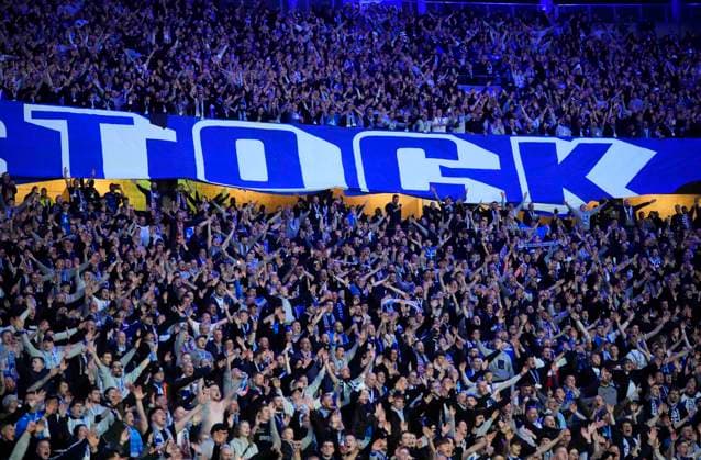 Germany, Berlin, 12 04 2024, Olympic Stadium, Hertha BSC vs FC Hansa Rostock 2 Bundesliga, Hansa Rostock fans Berlin Olympic Stadium Berlin Germany eu-images-659