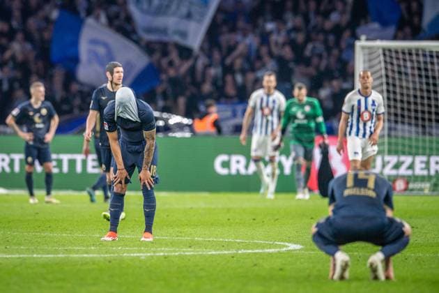 2 Soccer Bundesliga, Hertha BSC vs Hansa Rostock Berlin, 12 04 2024 Juan Jose Perea FC Hansa Rostock, 18 frustrated after the match 2 Soccer Bundesliga, Hertha BSC vs Hansa Rostock, Olympiastadion, Berlin, 12 04 2024 DFL REGULATIONS PROHIBIT ANY USE OF PHOTOGRAPHS AS IMAGE SEQUENCES AND OR QUASI VIDEO Copyright: xBEAUTIFULxSPORTS LucianoxLimax
