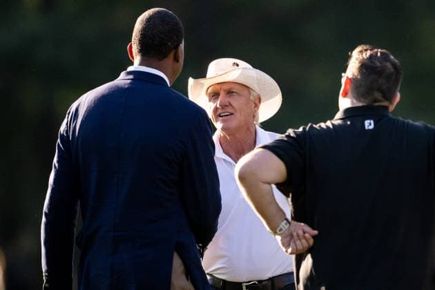 240412 Greg Norman, CEO and Commissioner of the LIV Golf Tour during the second round of the 2024 Masters Golf Tournament on April 12, 2024 in Augusta Photo Petter Arvidson BILDBYRAN kod PA PA0793 bbeng golf masters the masters Augusta us masters  Copyright: PETTERxARVIDSON BB240412PA108
