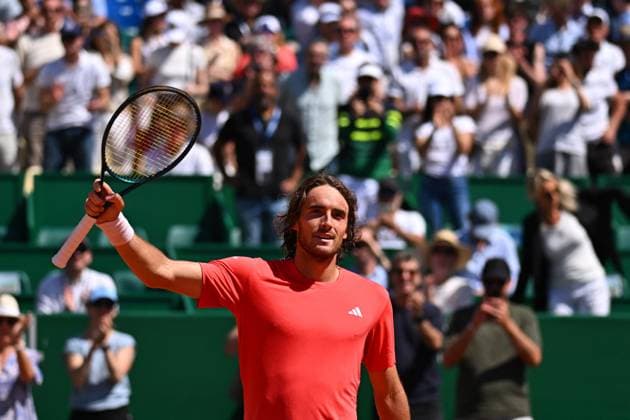 Monaco Rolex Masters Stefanos Tsitsipas (GRE) during his quarter final round match at the Monaco Rolex Masters in Monte Carlo, on April, 12, 2024. Photo by Corinne Dubreuil ABACAPRESS.COM Monaco Monaco  Copyright: xDubreuilxCorinne ABACAx