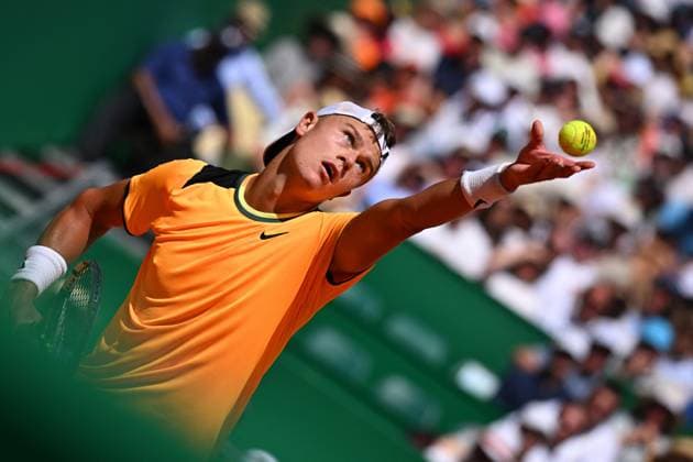 Monaco Rolex Masters Holger Rune (DEN) during his quarter final round match at the Monaco Rolex Masters in Monte Carlo, on April, 12, 2024. Photo by Corinne Dubreuil ABACAPRESS.COM Monaco Monaco  Copyright: xDubreuilxCorinne ABACAx
