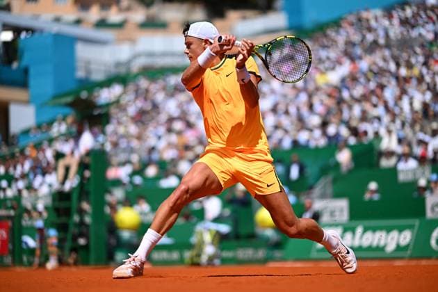Monaco Rolex Masters Holger Rune (DEN) during his quarter final round match at the Monaco Rolex Masters in Monte Carlo, on April, 12, 2024. Photo by Corinne Dubreuil ABACAPRESS.COM Monaco Monaco  Copyright: xDubreuilxCorinne ABACAx