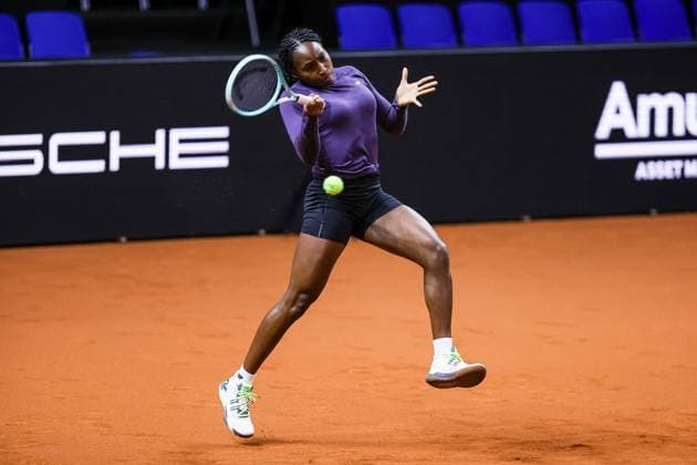 Coco Gauff during training during training Porsche Tennis Grand Prix GP Stuttgart 2024, Porsche Arena, 13 04 2024 GER Porsche Tennis Grand Prix GP Stuttgart 2024 Porsche Arena, 13 04 2024 Stuttgart Copyright: xEibner-Pressefoto RogerxBuerkex EP
