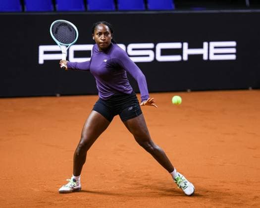 Coco Gauff during training during training Porsche Tennis Grand Prix GP Stuttgart 2024, Porsche Arena, 13 04 2024 GER Porsche Tennis Grand Prix GP Stuttgart 2024 Porsche Arena, 13 04 2024 Stuttgart Copyright: xEibner-Pressefoto RogerxBuerkex EP