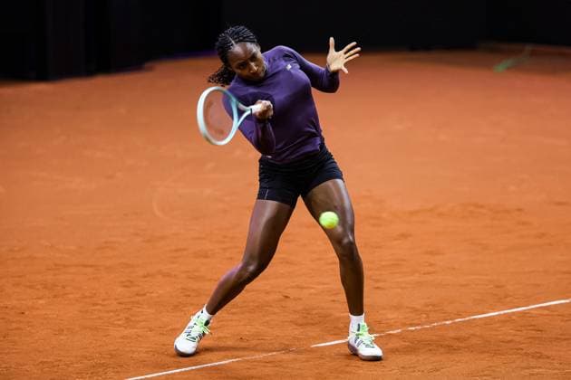 Coco Gauff during training during training Porsche Tennis Grand Prix GP Stuttgart 2024, Porsche Arena, 13 04 2024 GER Porsche Tennis Grand Prix GP Stuttgart 2024 Porsche Arena, 13 04 2024 Stuttgart Copyright: xEibner-Pressefoto RogerxBuerkex EP