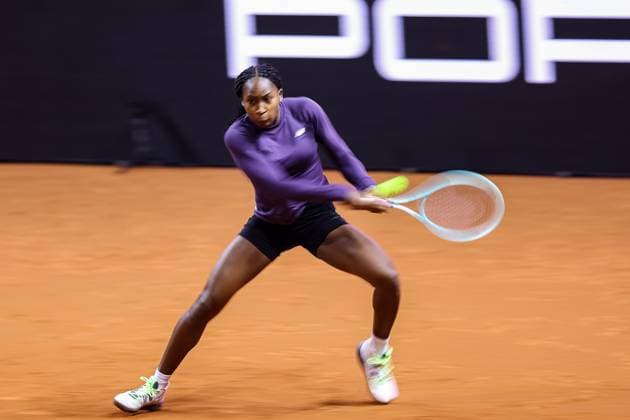Coco Gauff during training during training Porsche Tennis Grand Prix GP Stuttgart 2024, Porsche Arena, 13 04 2024 GER Porsche Tennis Grand Prix GP Stuttgart 2024 Porsche Arena, 13 04 2024 Stuttgart Copyright: xEibner-Pressefoto RogerxBuerkex EP