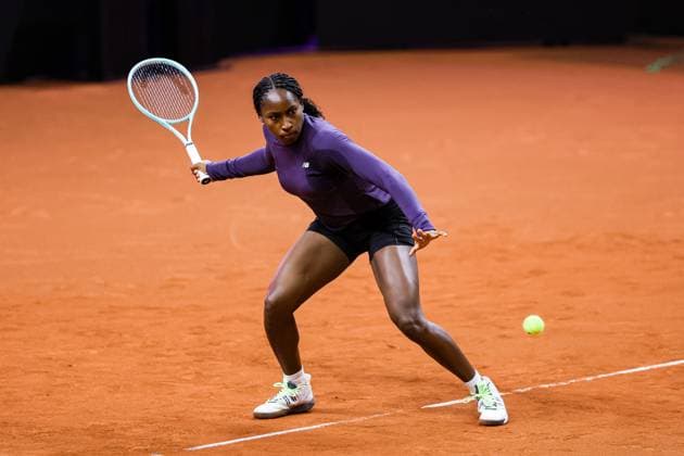 Coco Gauff during training during training Porsche Tennis Grand Prix GP Stuttgart 2024, Porsche Arena, 13 04 2024 GER Porsche Tennis Grand Prix GP Stuttgart 2024 Porsche Arena, 13 04 2024 Stuttgart Copyright: xEibner-Pressefoto RogerxBuerkex EP