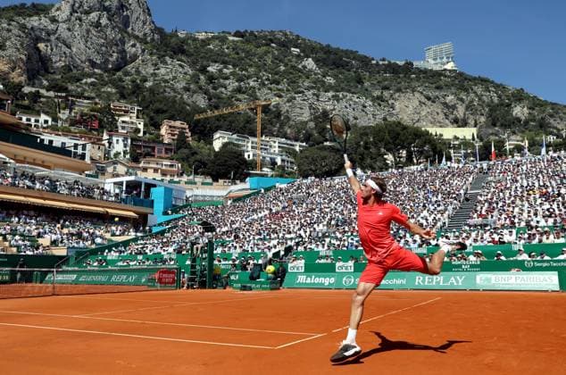 Tennis, ATP-Turnier in Monte Carlo DEMI ROLEX MONTE-CARLO MASTERS TSITSIPAS-SINNER PHOTOPQR NICE MATIN Jean François Ottonello ; Roquebrune-Cap-Martin ; 13 04 2024 ; Demi-finale Rolex Monte-Carlo Masters - Stefanos Tsitsipas (GRE en rouge) vs Jannik Sinner (ITA en noir) Roquebrune-Cap-Martin France  Copyright: xPHOTOPQR NICExMATIN MAXPPPxJeanxFrançoisxOttonellox 20240413NIM7479 20240413NIM7479
