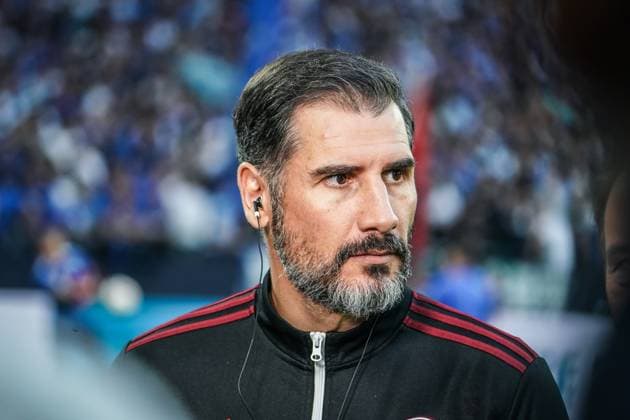 Soccer 2 Bundesliga 2023 2024, Matchday 29, FC Schalke 04 1 FC Nürnberg Veltins Arena, Gelsenkirchen Nuremberg coach Cristian Fiel Gelsenkirchen Veltins Arena Germany Copyright: xJoeranxSteinsiekx