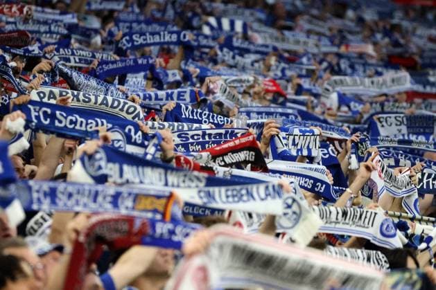 Fans of FC Schalke 04 at the match of the 2 BL season 2023 24 FC Schalke 04 1 FC Nürnberg Copyright Thomas Pakusch