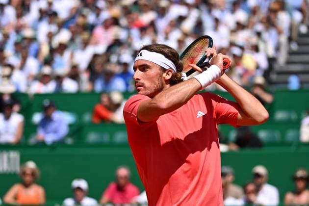 Monaco Rolex Masters Stefanos Tsitsipas (GRE) during his semi final match at the Monaco Rolex Masters in Monte Carlo, on April, 13, 2024. Photo by Corinne Dubreuil ABACAPRESS.COM Monte-Carlo Monaco  Copyright: xDubreuilxCorinne ABACAx