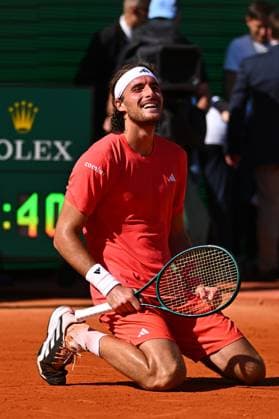 Monaco Rolex Masters Stefanos Tsitsipas (GRE) during his semi final match at the Monaco Rolex Masters in Monte Carlo, on April, 13, 2024. Photo by Corinne Dubreuil ABACAPRESS.COM Monte-Carlo Monaco Copyright: xDubreuilxCorinne ABACAx