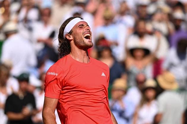 Monaco Rolex Masters Stefanos Tsitsipas (GRE) during his semi final match at the Monaco Rolex Masters in Monte Carlo, on April, 13, 2024. Photo by Corinne Dubreuil ABACAPRESS.COM Monte-Carlo Monaco Copyright: xDubreuilxCorinne ABACAx