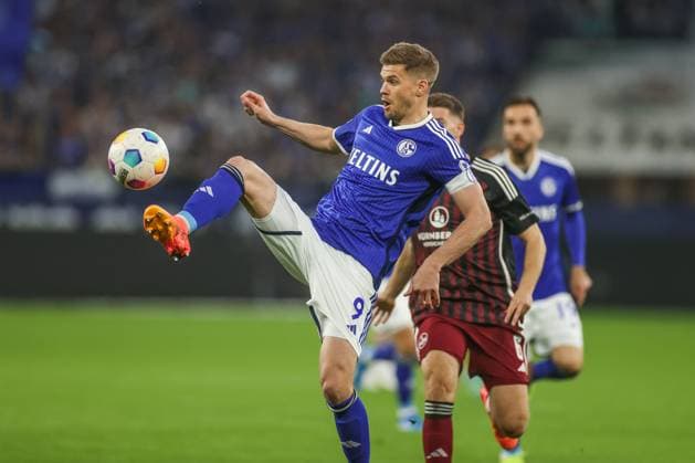 13 04 2024, Football, 2 Bundesliga, Matchday 29, Season 2023 2024, FC Schalke 04 1 FC Nuernberg, Simon Terodde FC Schalke 04 Gelsenkirchen Veltins Arena NRW Germany xRHR PHOTO TRx Copyright: RHR-FOTOx RHR-FOTO TR